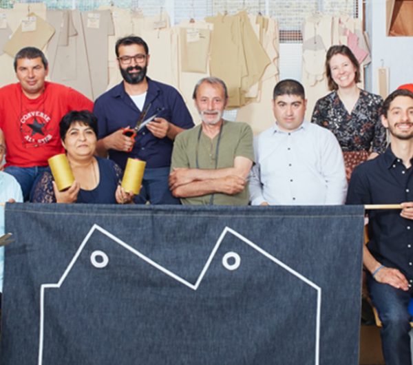 Team members of Blackhorse Lane Ateliers with their tools - a sustainable denim manufacturers