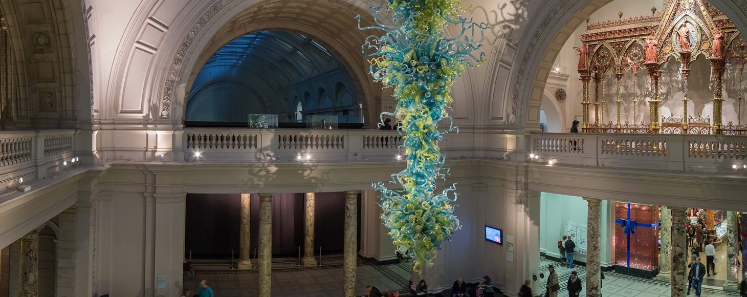 V&A Museum Foyer with a glass installation